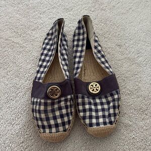 TORY BURCH blue Plaid Espadrille Flats Sz 8.5